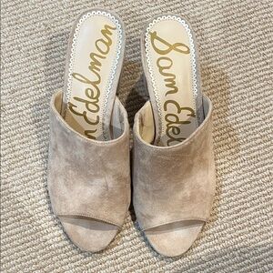 Sam Edelman Women's Beige Suede Mules